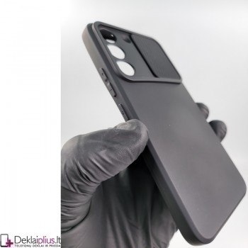 Švelnus guminis dėklas su kameros apsauga - juodas (Samsung S22)